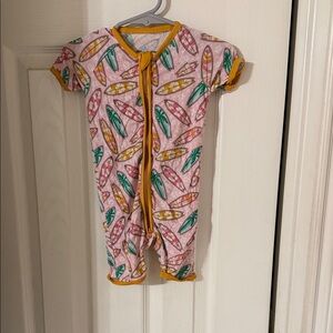 Bamboo Pink Surfboard Print Kids Bodysuit